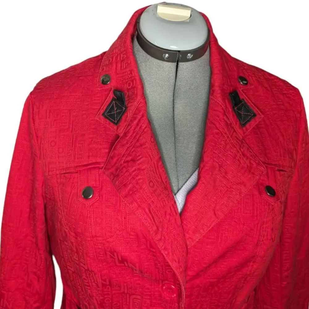 Women's Designer Simon Chang Red Blazer Jacket, Size 12